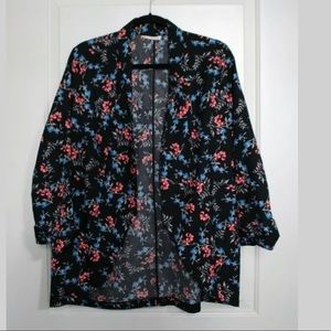 Lush open front black floral blazer/jacket large